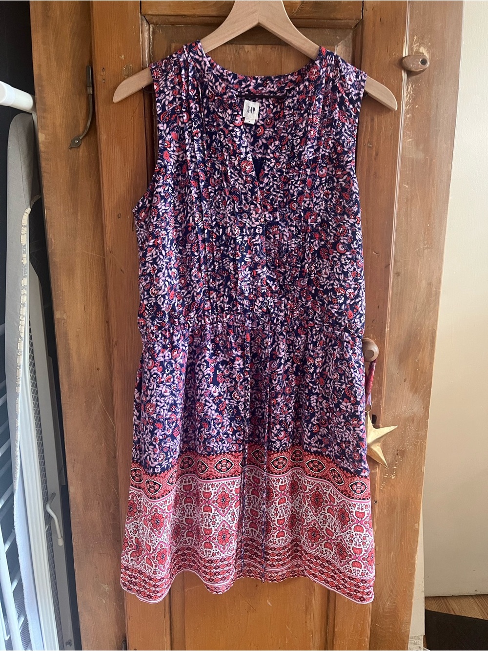 GAP Navy and Pink Floral Sleeveless Mini Dress